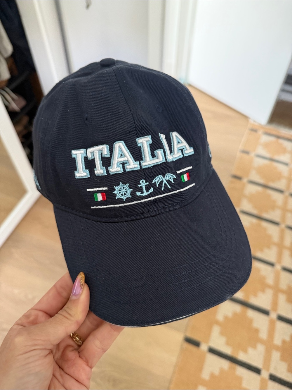 Italina Navy Blue Italia Embroidered Baseball Cap